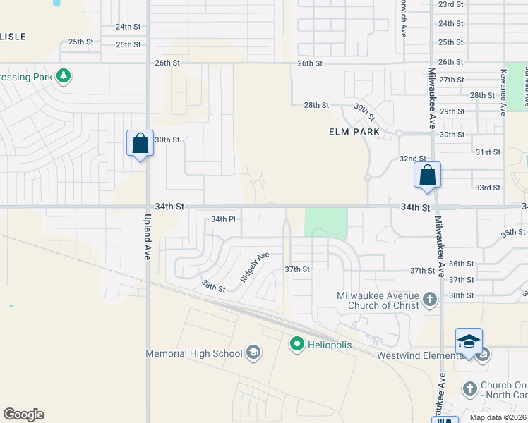 map of restaurants, bars, coffee shops, grocery stores, and more near 6921 34th Place in Lubbock