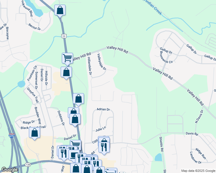 map of restaurants, bars, coffee shops, grocery stores, and more near 424 Cannonball Court in Stockbridge