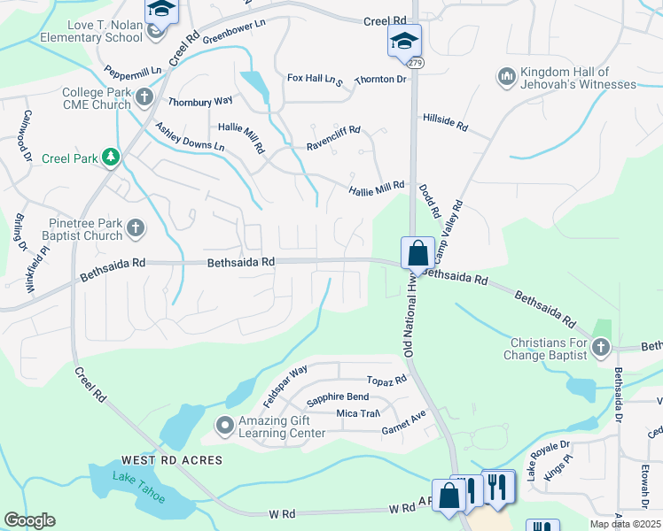 map of restaurants, bars, coffee shops, grocery stores, and more near 713 Wood Bend Court in Riverdale