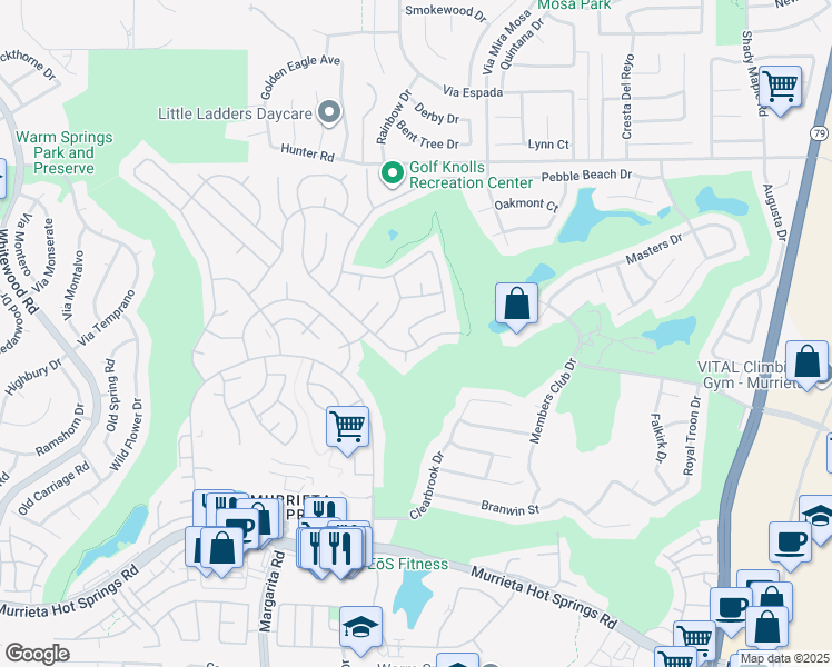 map of restaurants, bars, coffee shops, grocery stores, and more near 29061 Calle Cisne in Murrieta