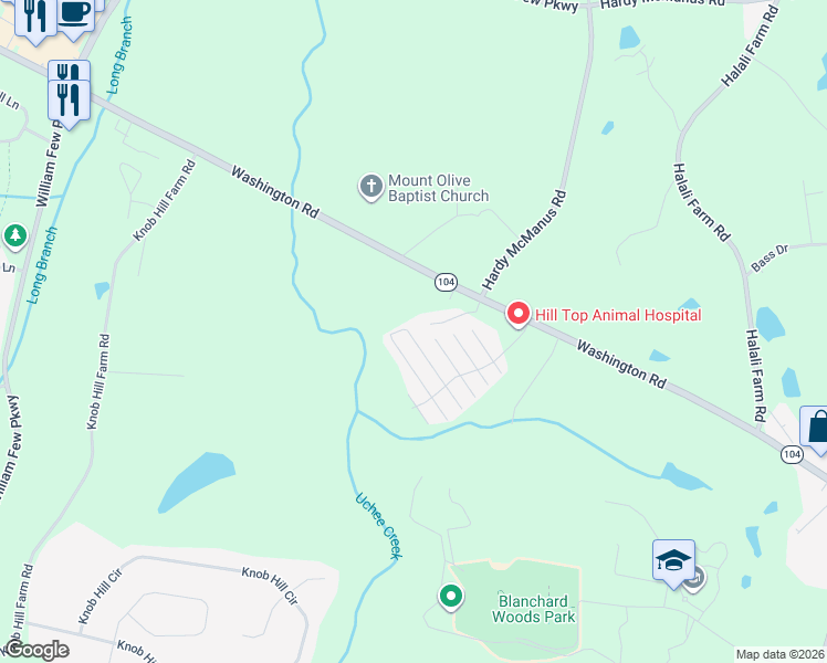 map of restaurants, bars, coffee shops, grocery stores, and more near 622 Brook Trail in Evans