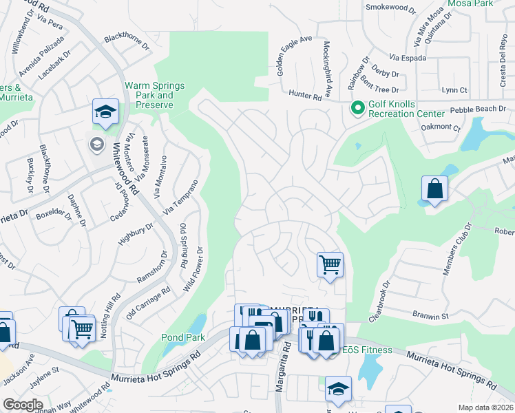 map of restaurants, bars, coffee shops, grocery stores, and more near 28690 Via Donoso in Murrieta