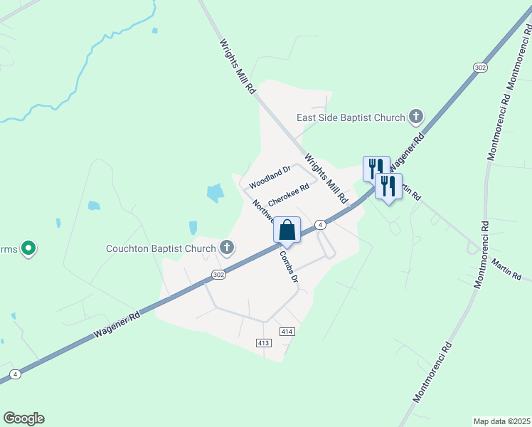 map of restaurants, bars, coffee shops, grocery stores, and more near 1011 Cherokee Road in Aiken