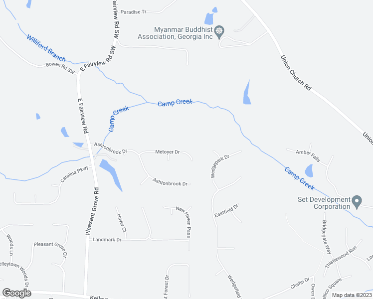 map of restaurants, bars, coffee shops, grocery stores, and more near Metoyer Drive in McDonough