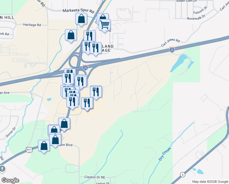 map of restaurants, bars, coffee shops, grocery stores, and more near 4032 Ashley Drive in Leeds
