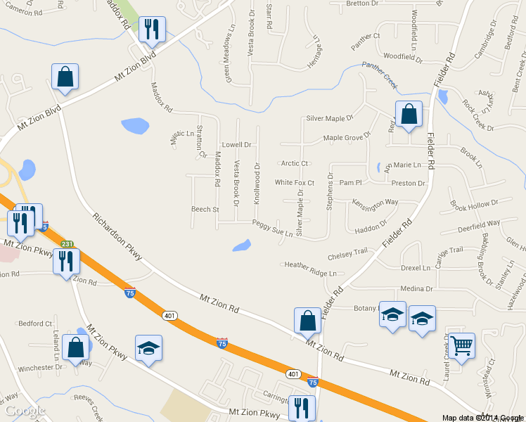 map of restaurants, bars, coffee shops, grocery stores, and more near 7006 Knollwood Drive in Morrow