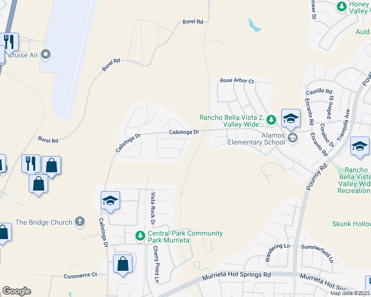 map of restaurants, bars, coffee shops, grocery stores, and more near 38704 Fairfield Heights in Murrieta