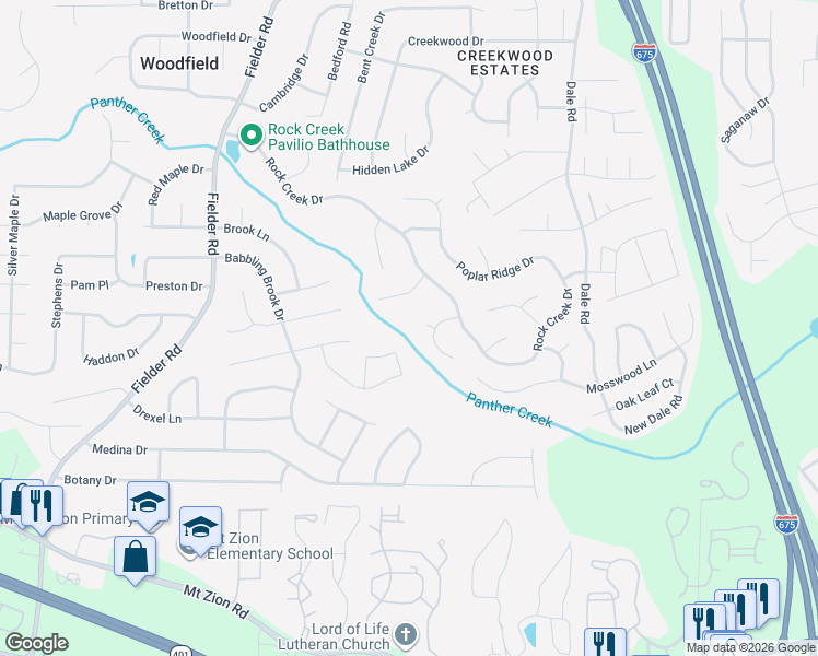 map of restaurants, bars, coffee shops, grocery stores, and more near 3263 Sommerset Court in Rex