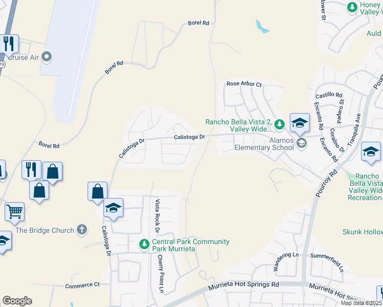 map of restaurants, bars, coffee shops, grocery stores, and more near 38704 Fairfield Heights in Murrieta