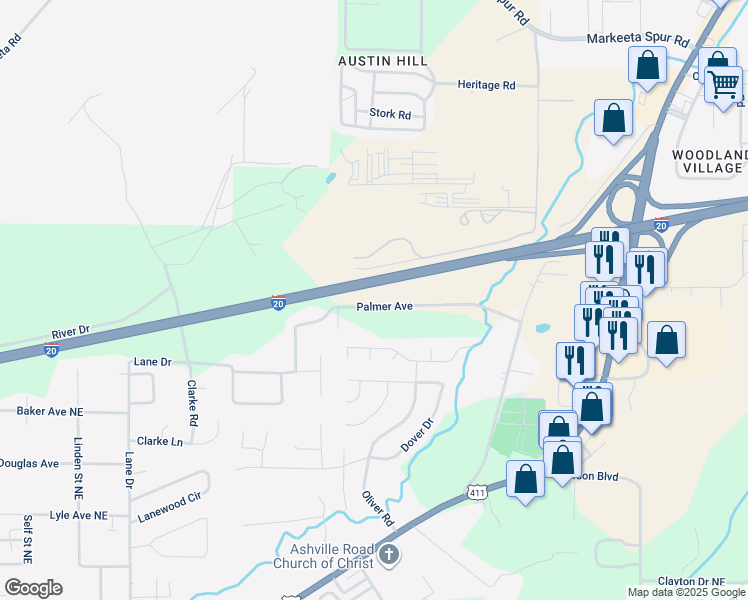 map of restaurants, bars, coffee shops, grocery stores, and more near 2062 Palmer Avenue in Leeds