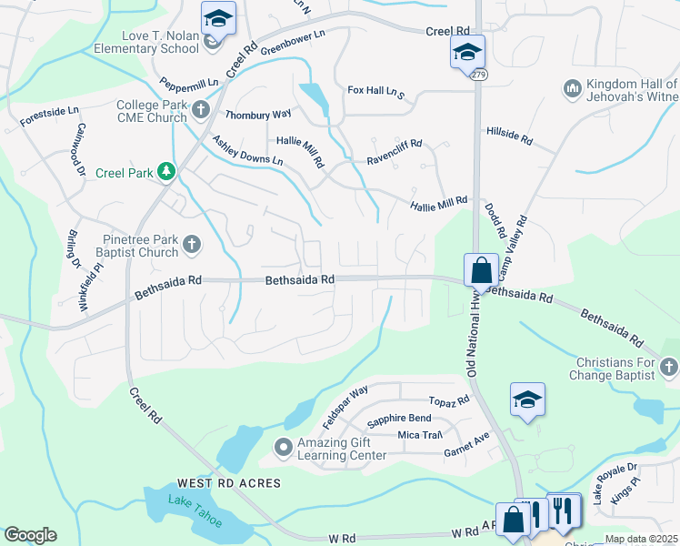 map of restaurants, bars, coffee shops, grocery stores, and more near 7086 Galloway Point in Riverdale