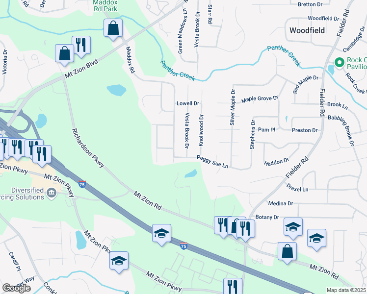 map of restaurants, bars, coffee shops, grocery stores, and more near 6997 Vesta Brook Drive in Morrow