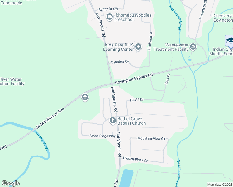 map of restaurants, bars, coffee shops, grocery stores, and more near 10591 Flat Shoals Road in Covington