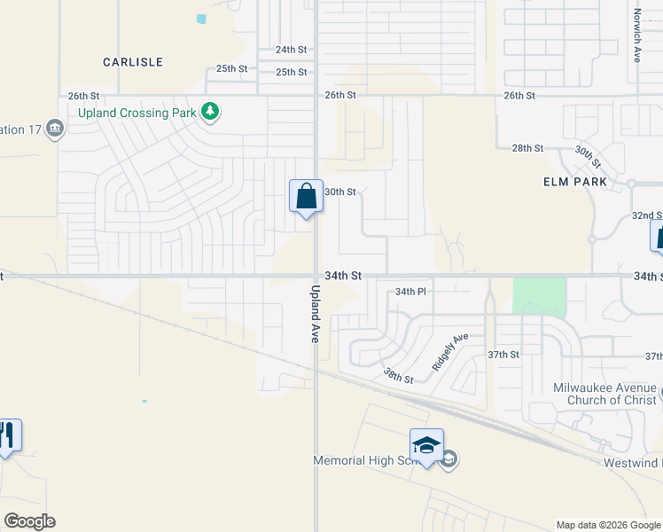 map of restaurants, bars, coffee shops, grocery stores, and more near 3219 Upland Avenue in Lubbock