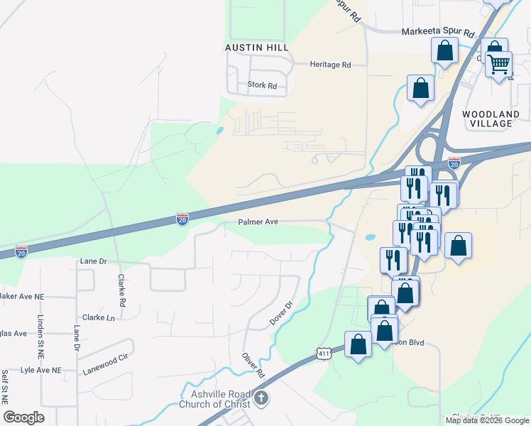 map of restaurants, bars, coffee shops, grocery stores, and more near 2062 Palmer Avenue in Leeds
