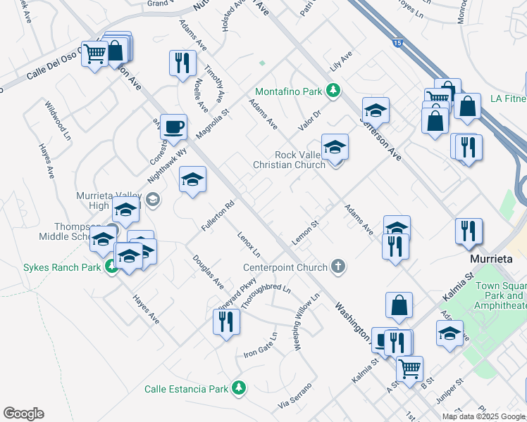 map of restaurants, bars, coffee shops, grocery stores, and more near 41960 Davenport Way in Murrieta