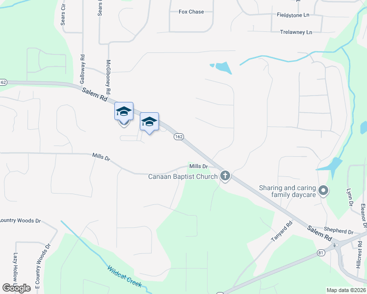 map of restaurants, bars, coffee shops, grocery stores, and more near 5355 Salem Road in Covington