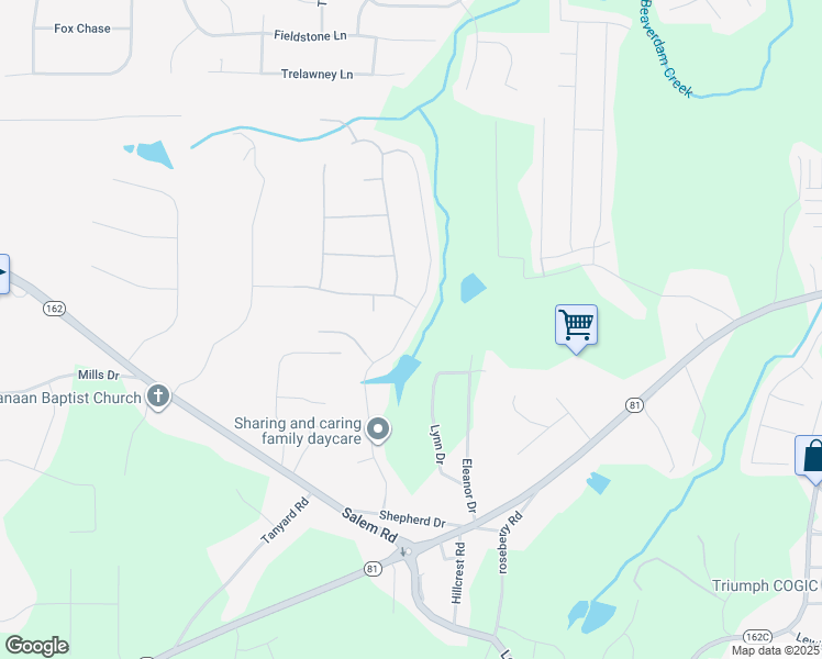 map of restaurants, bars, coffee shops, grocery stores, and more near 160 Sunflower Lane in Covington