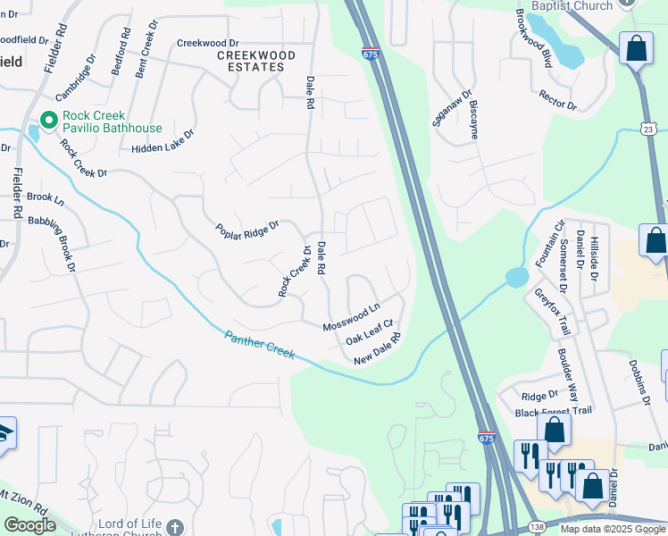 map of restaurants, bars, coffee shops, grocery stores, and more near 6804 Diamond Drive in Rex