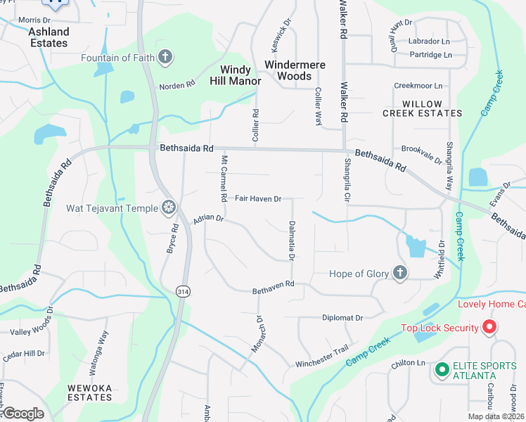 map of restaurants, bars, coffee shops, grocery stores, and more near 1570 Fair Haven Drive in Riverdale
