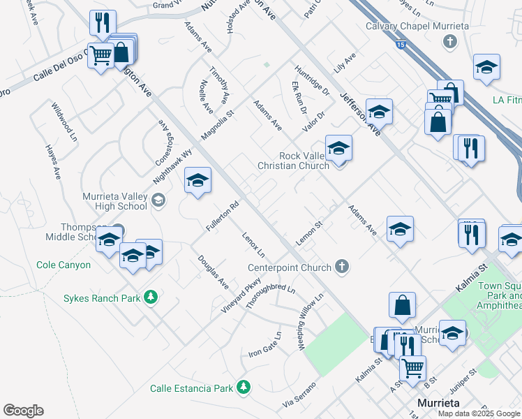 map of restaurants, bars, coffee shops, grocery stores, and more near 41985 Davenport Way in Murrieta