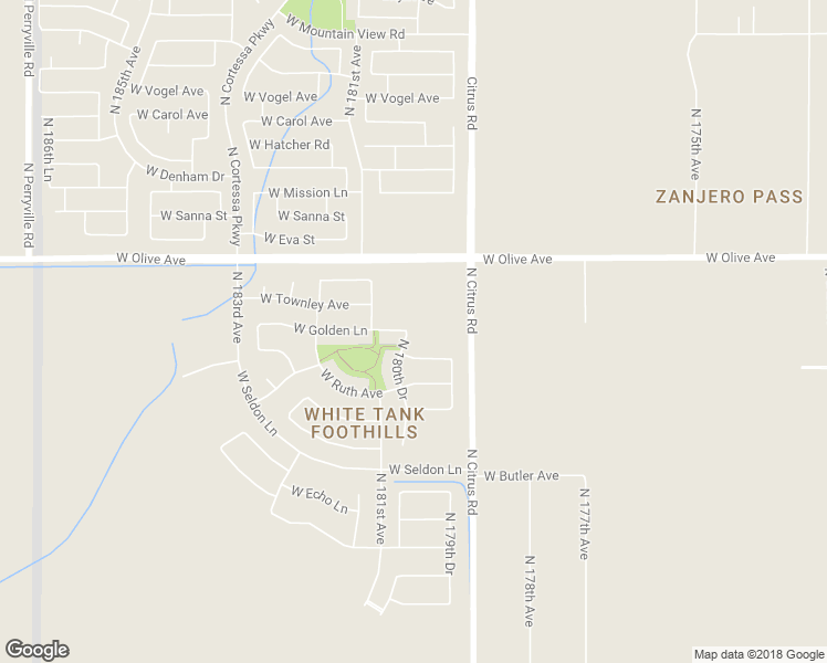 map of restaurants, bars, coffee shops, grocery stores, and more near 8819 North 180th Drive in Waddell