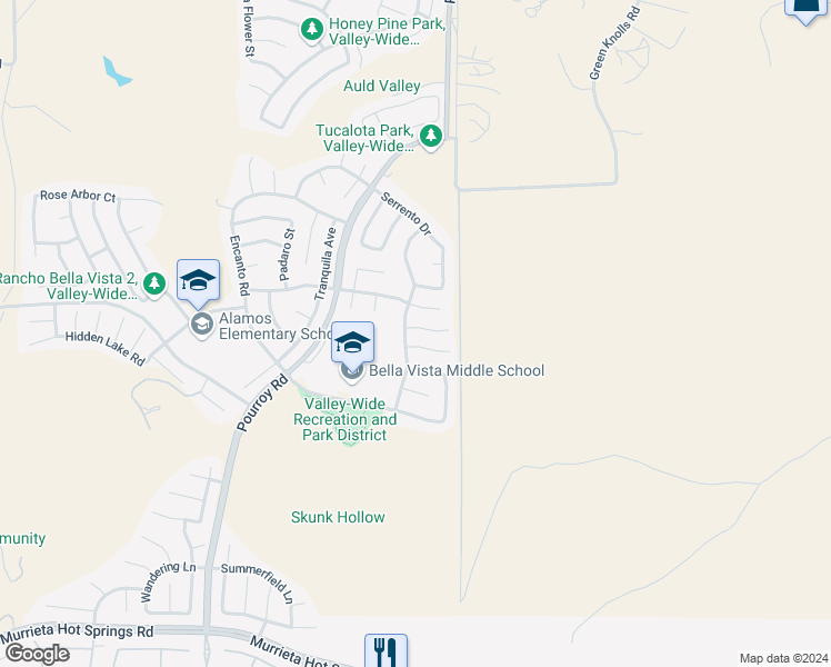 map of restaurants, bars, coffee shops, grocery stores, and more near 31901 Blanca Court in Murrieta
