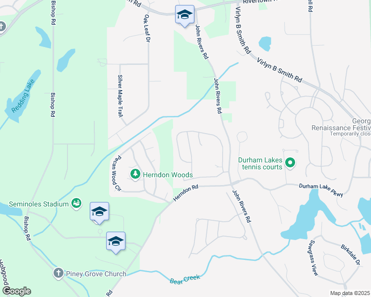 map of restaurants, bars, coffee shops, grocery stores, and more near 130 Worthing Lane in Fairburn