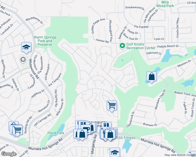 map of restaurants, bars, coffee shops, grocery stores, and more near 28929 Via Playa Del Rey in Murrieta