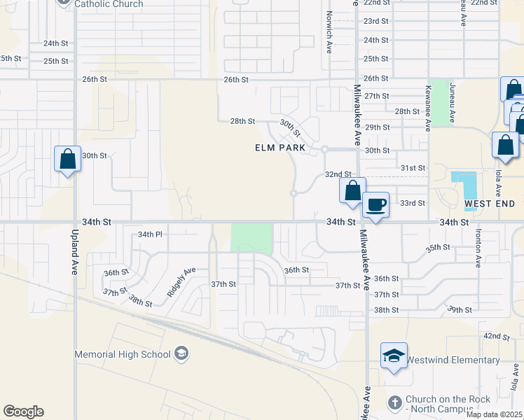 map of restaurants, bars, coffee shops, grocery stores, and more near 3210 Oak Ridge Avenue in Lubbock