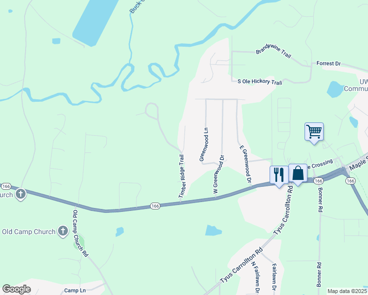 map of restaurants, bars, coffee shops, grocery stores, and more near 20 Brentwood Place in Carrollton