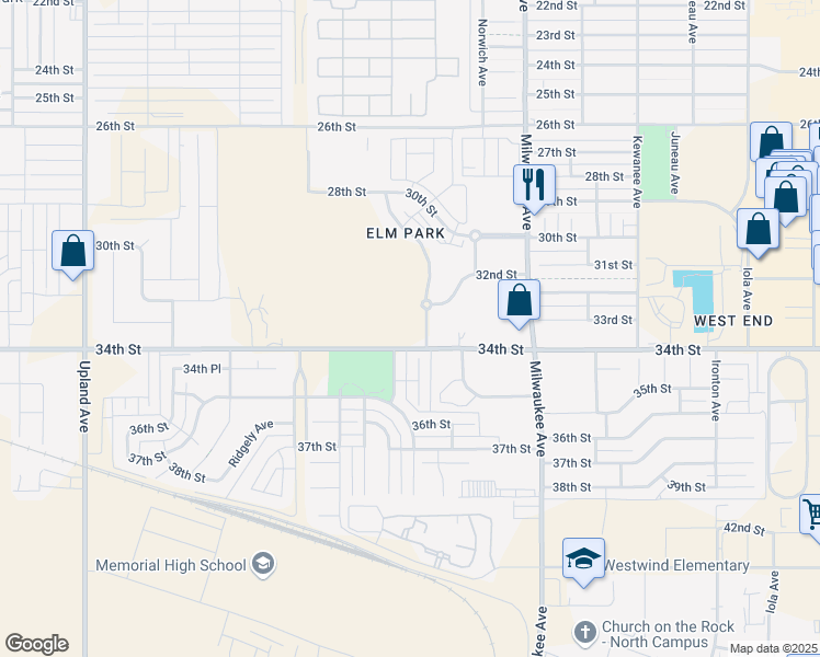 map of restaurants, bars, coffee shops, grocery stores, and more near 3210 Oak Ridge Avenue in Lubbock