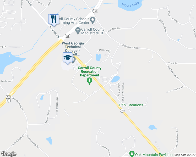 map of restaurants, bars, coffee shops, grocery stores, and more near 141 Mill Pond Crossing in Carrollton