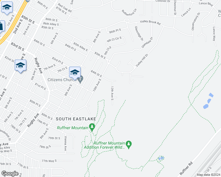 map of restaurants, bars, coffee shops, grocery stores, and more near 8324 12th Avenue South in Birmingham