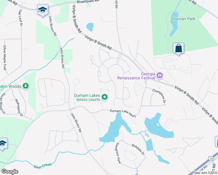 map of restaurants, bars, coffee shops, grocery stores, and more near 80 Black Diamond Drive in Fairburn