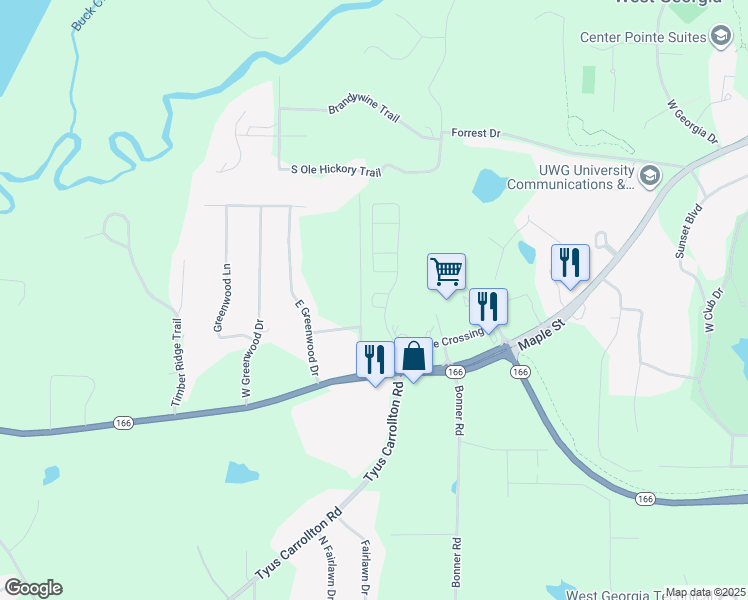 map of restaurants, bars, coffee shops, grocery stores, and more near 275 Maple View Drive in Carrollton
