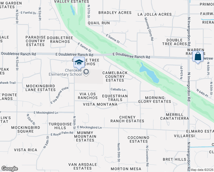 map of restaurants, bars, coffee shops, grocery stores, and more near 8620 North 58th Place in Paradise Valley