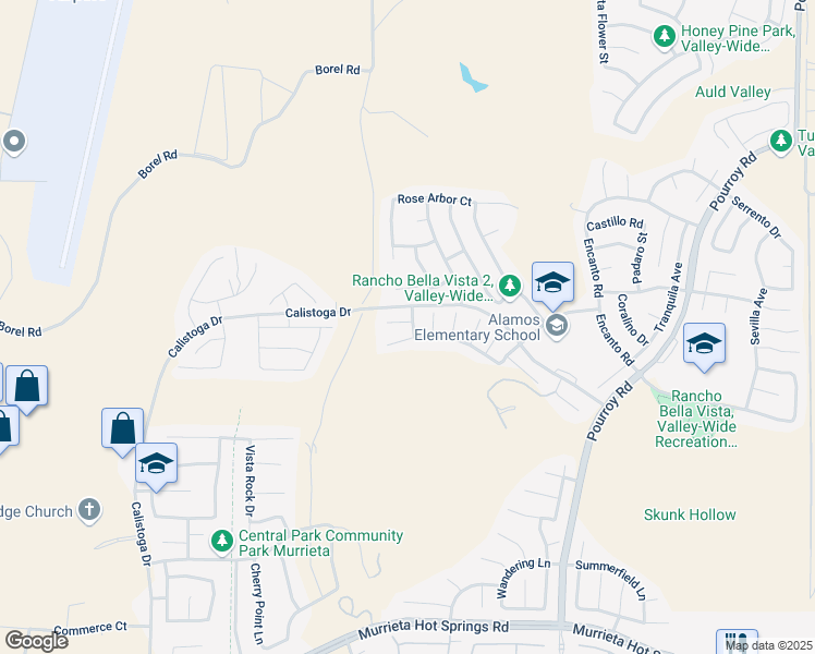 map of restaurants, bars, coffee shops, grocery stores, and more near 31097 Rose Circle in Murrieta