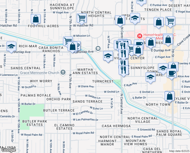 map of restaurants, bars, coffee shops, grocery stores, and more near 8738 North 3rd Avenue in Phoenix