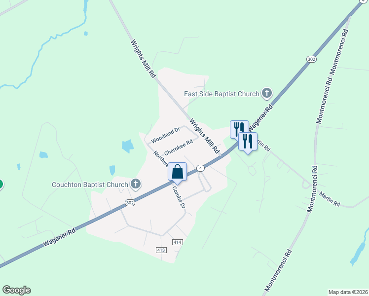 map of restaurants, bars, coffee shops, grocery stores, and more near 1028 Cherokee Road in Aiken