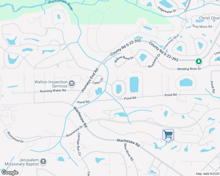 map of restaurants, bars, coffee shops, grocery stores, and more near 318 Hawks Nest Circle in Murrells Inlet
