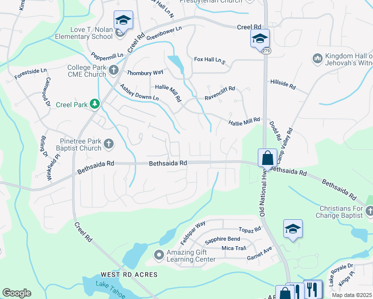 map of restaurants, bars, coffee shops, grocery stores, and more near 7086 Galloway Point in Riverdale