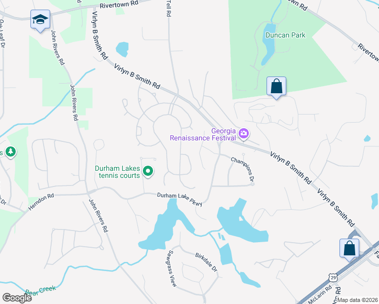map of restaurants, bars, coffee shops, grocery stores, and more near 820 Buckingham Cove in Fairburn