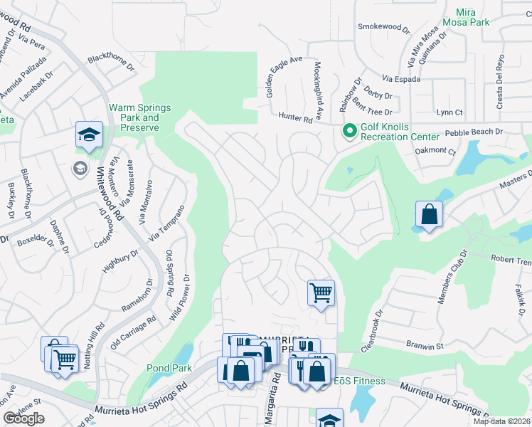 map of restaurants, bars, coffee shops, grocery stores, and more near 28767 Via Playa Del Rey in Murrieta