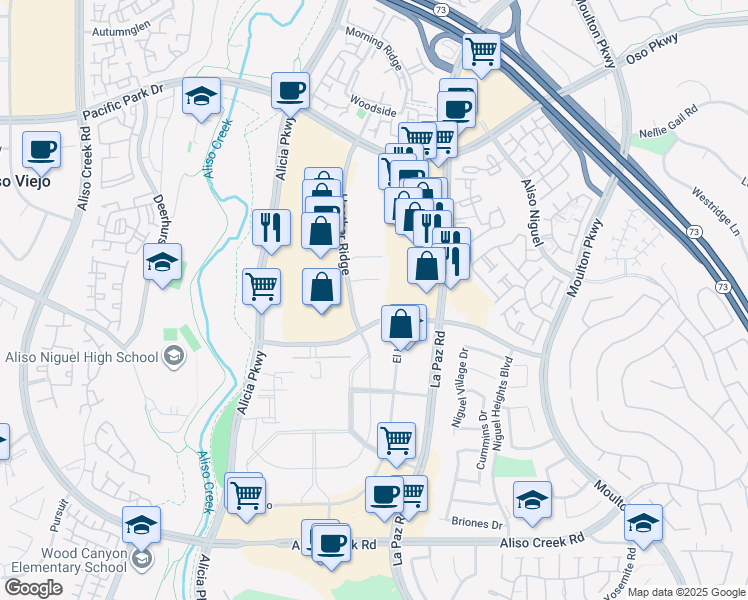 map of restaurants, bars, coffee shops, grocery stores, and more near 27278-27288 Heather Ridge in Laguna Niguel