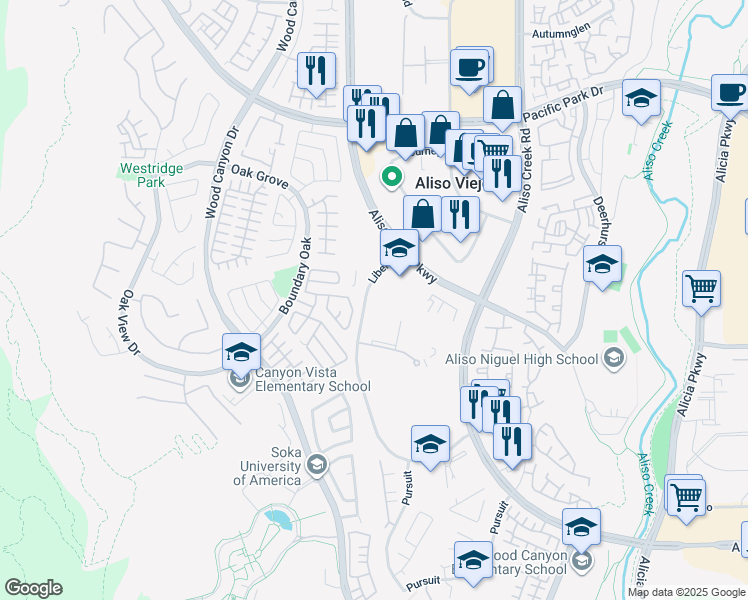 map of restaurants, bars, coffee shops, grocery stores, and more near 2C Liberty in Aliso Viejo