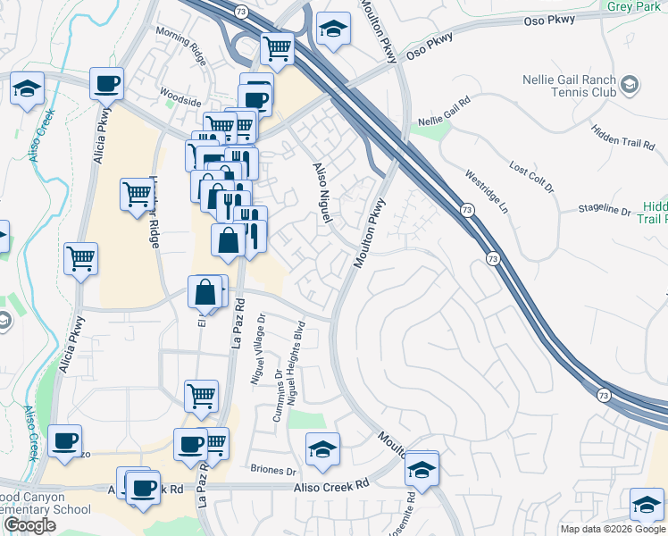 map of restaurants, bars, coffee shops, grocery stores, and more near 27452 Newporter Way in Laguna Niguel