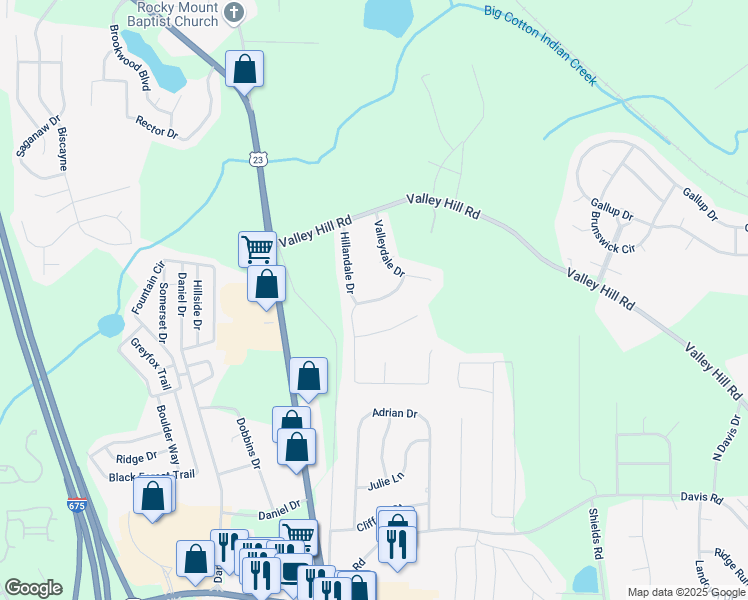 map of restaurants, bars, coffee shops, grocery stores, and more near 325 Grove Hill Drive in Stockbridge