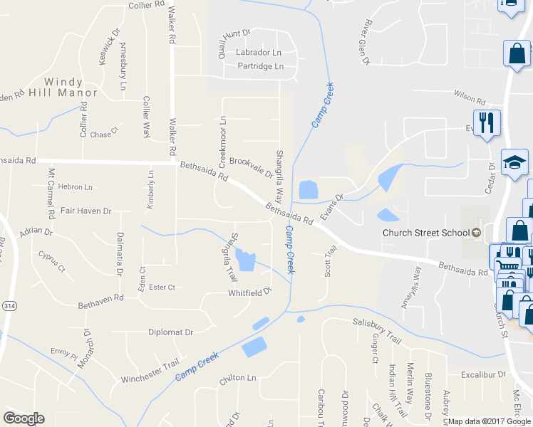 map of restaurants, bars, coffee shops, grocery stores, and more near 1234 Bethsaida Road in Riverdale