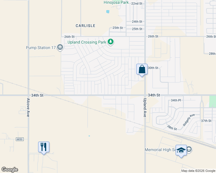 map of restaurants, bars, coffee shops, grocery stores, and more near 3202 Viola Avenue in Lubbock